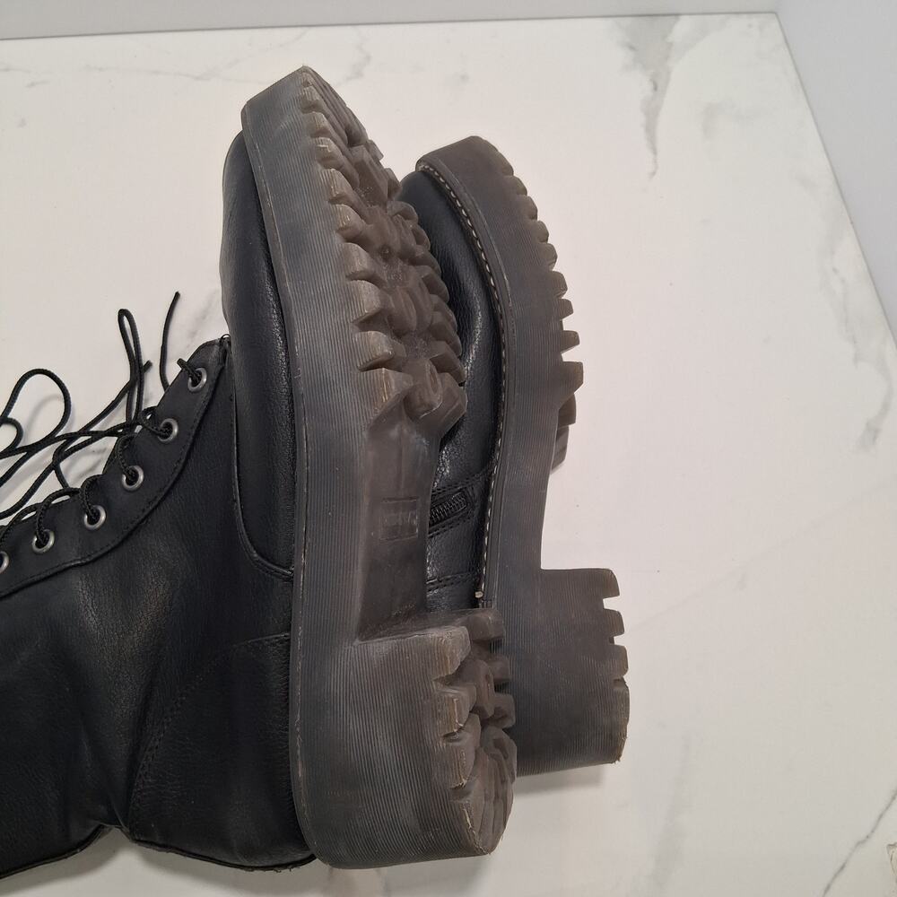 Unionbay Women Combat Boots Chunky Heels Y2K Lace Up Zipper Black Size-9.5M - Picture 6 of 14